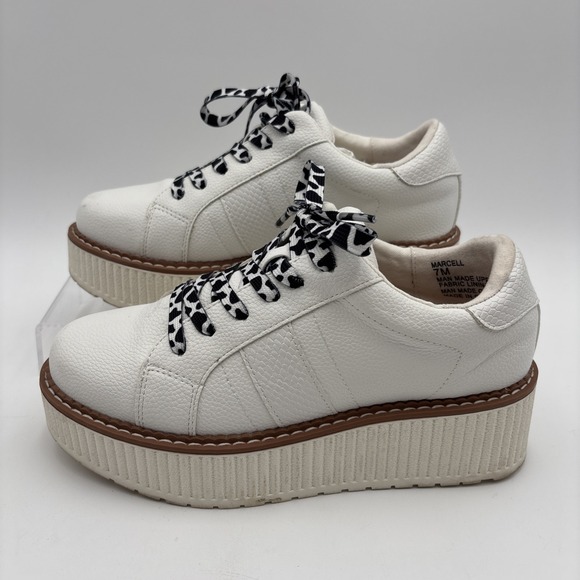 Yellow Box Shoes - Yellow Box Women's Size 7M Marcell Platform Sneakers White Leather 2.4" Heel EUC